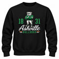 Vintage Bully Ashville Bulldogs design on a black crewneck sweatshirt