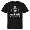 Vintage Bully Ashville Bulldogs design on a black District tee
