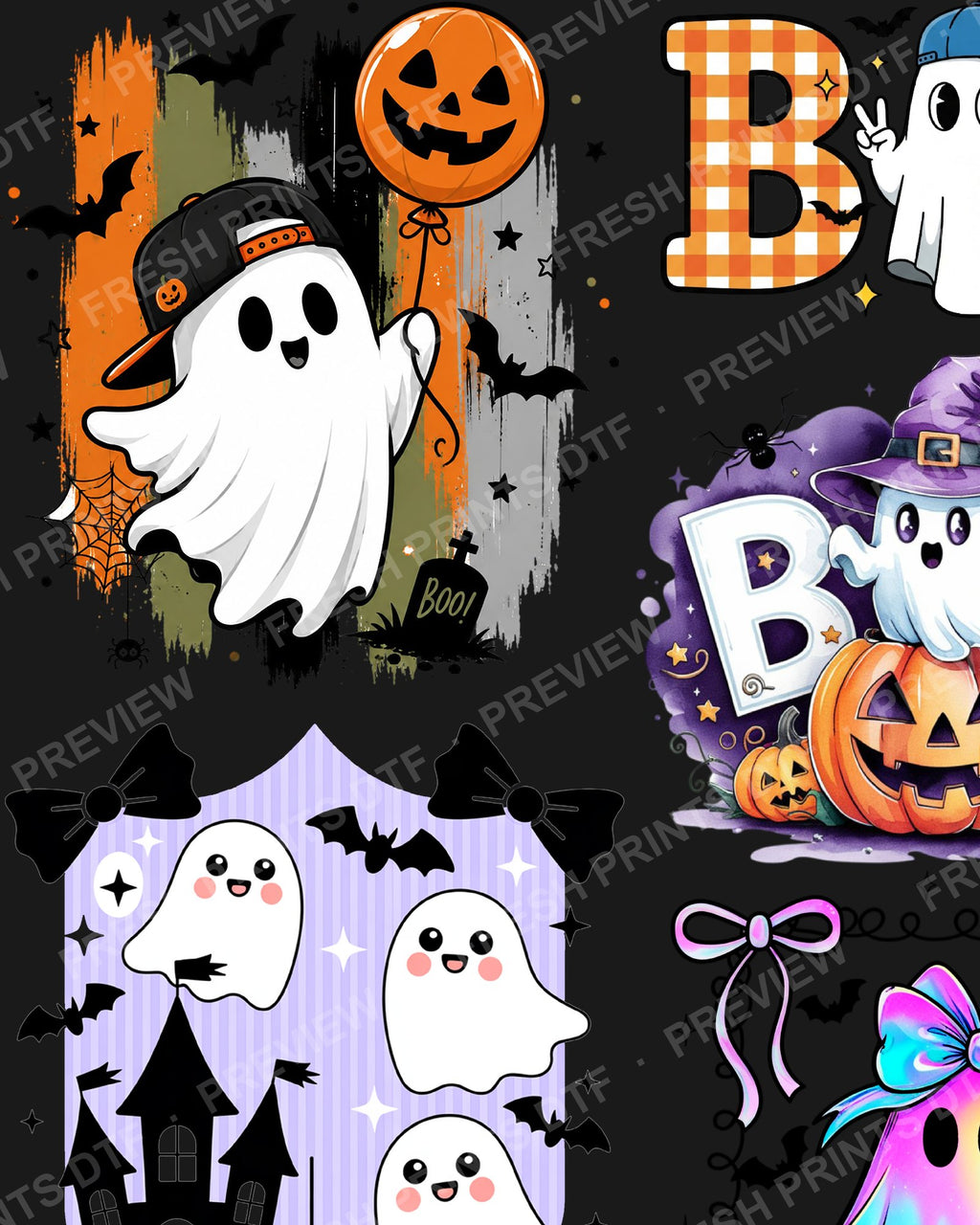 Kids Halloween Pre-Made Gang Sheet design detail