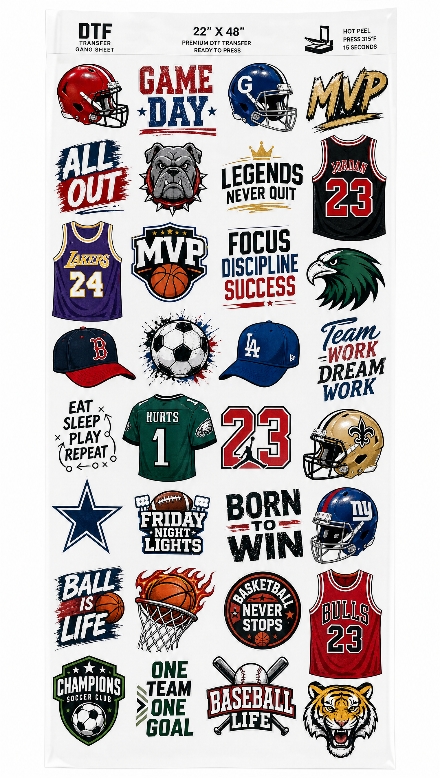 Pre-Made Gang Sheet - Sports Pack